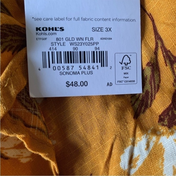 NWT Sonoma Faux wrap Maxi Floral Print hi-low Ruffle Skirt, size 4X (A-1) - Picture 4 of 4